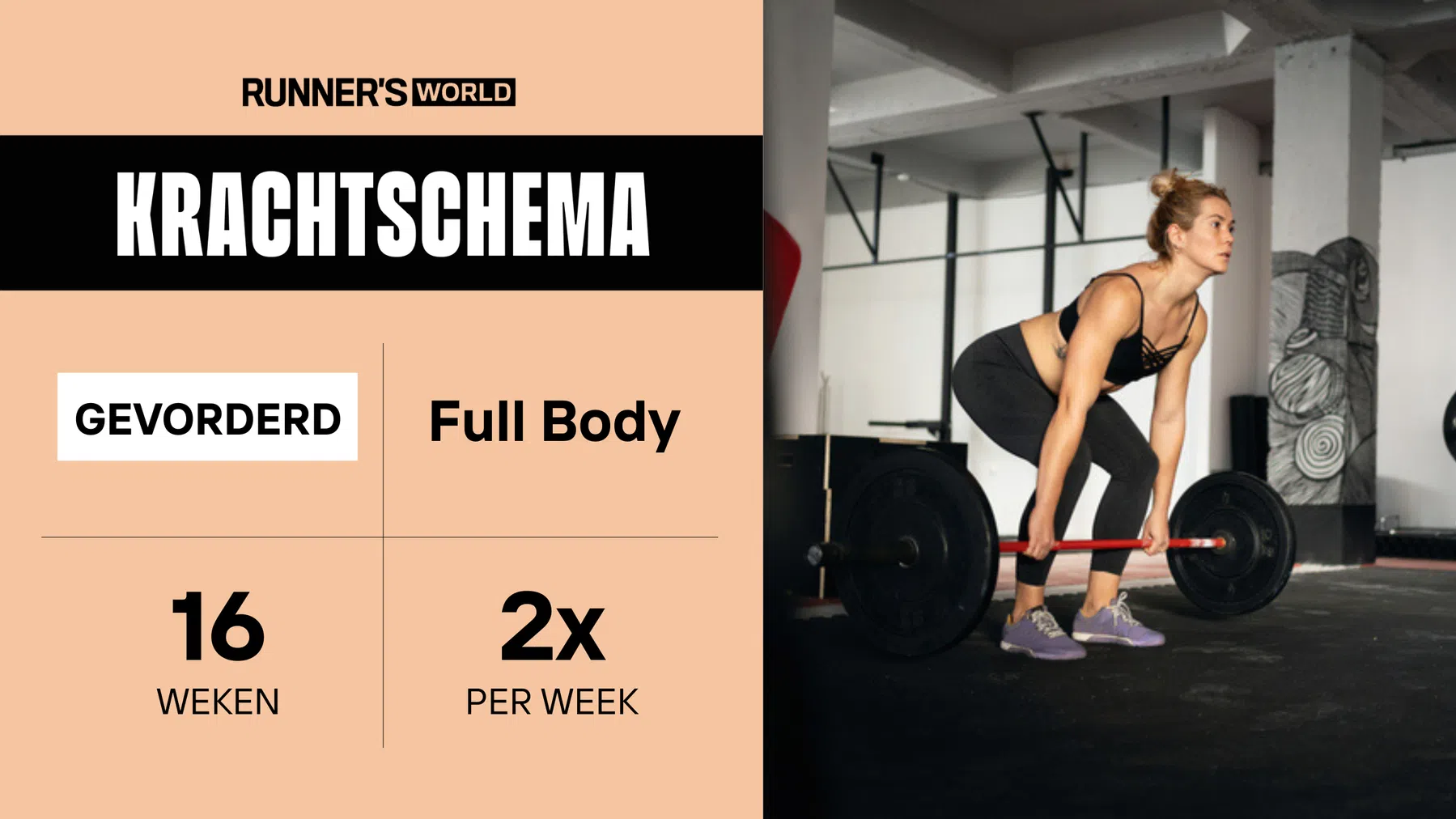 Krachttrainingsschema voor hardlopers: 16 weken, 2x per week voor gevorderden