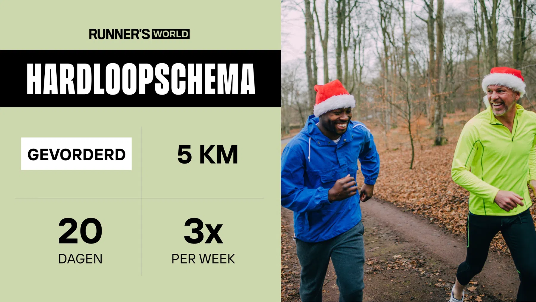 Hardloopschema 5 kilometer (20 dagen): klaar voor een kerstloop