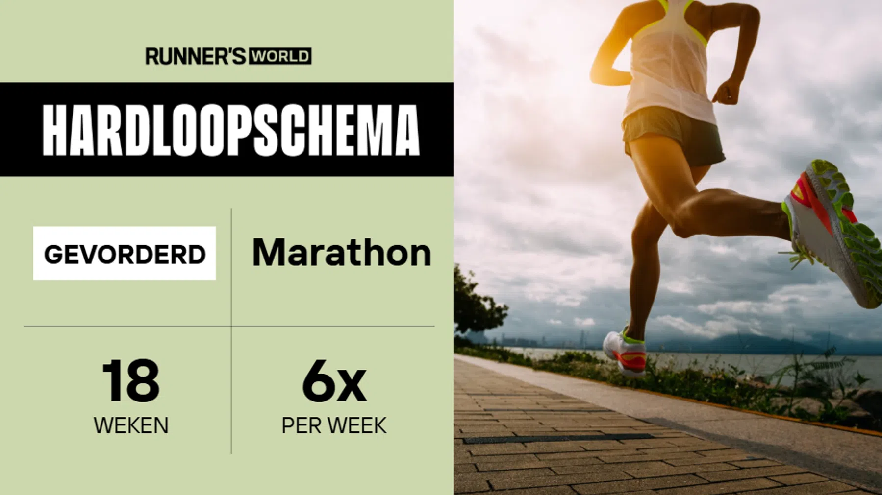 Hardloopschema marathon: 18 weken 6x trainen per week voor gevorderden